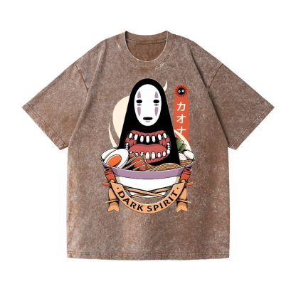 Ramen Ghibli No Face Kaonashi Vintage Wash Japanese Design T-Shirt