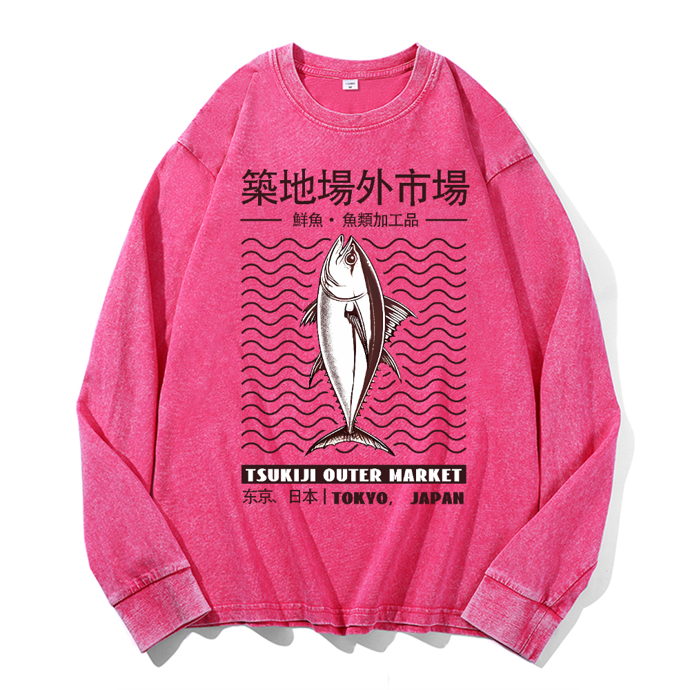 Tsukiji Market Vintage Cotton Wash Crewneck Sweatshirt
