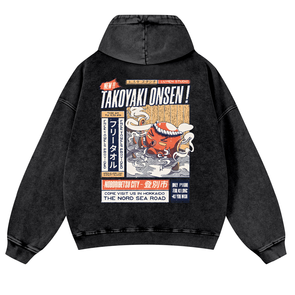 Octopus Vintage Washed Cotton Back Art Hoodie