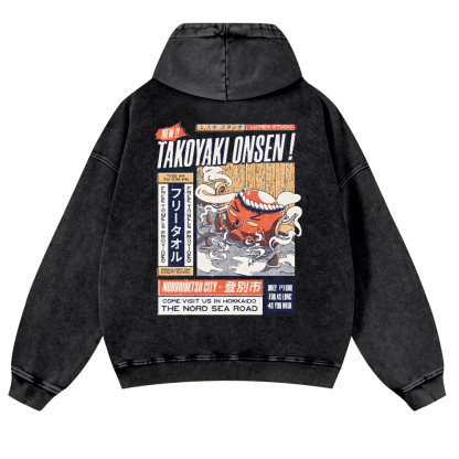 Octopus Vintage Washed Cotton Back Art Hoodie