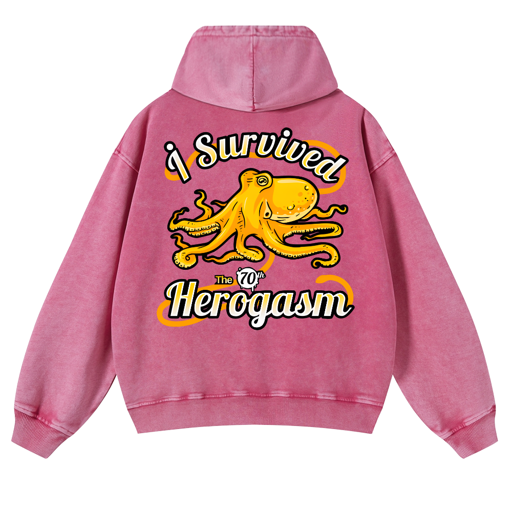 Octopus Vintage Washed Cotton Back Art Hoodie