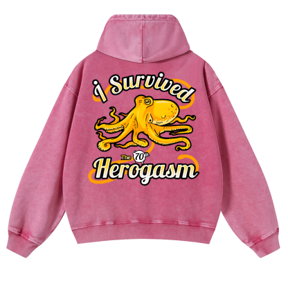 Octopus Vintage Washed Cotton Back Art Hoodie