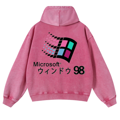 Microsoft Windows 98 Vintage Washed Cotton Back Art Hoodie