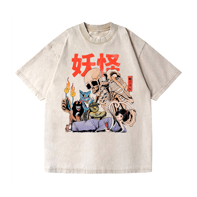A Mysterious Group of Japanese Yokai Vintage Wash Japanese Design T-Shirt