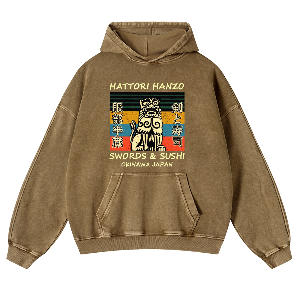 Hattori Hanzo Vintage Washed Thick Cotton Hoodie