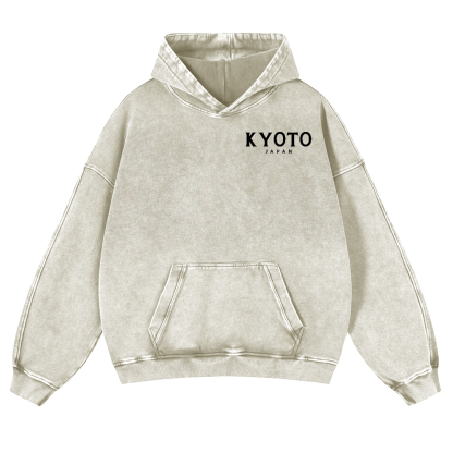 Kyoto Japan Honshu Kansai Region Vintage Washed Cotton Back Art Hoodie