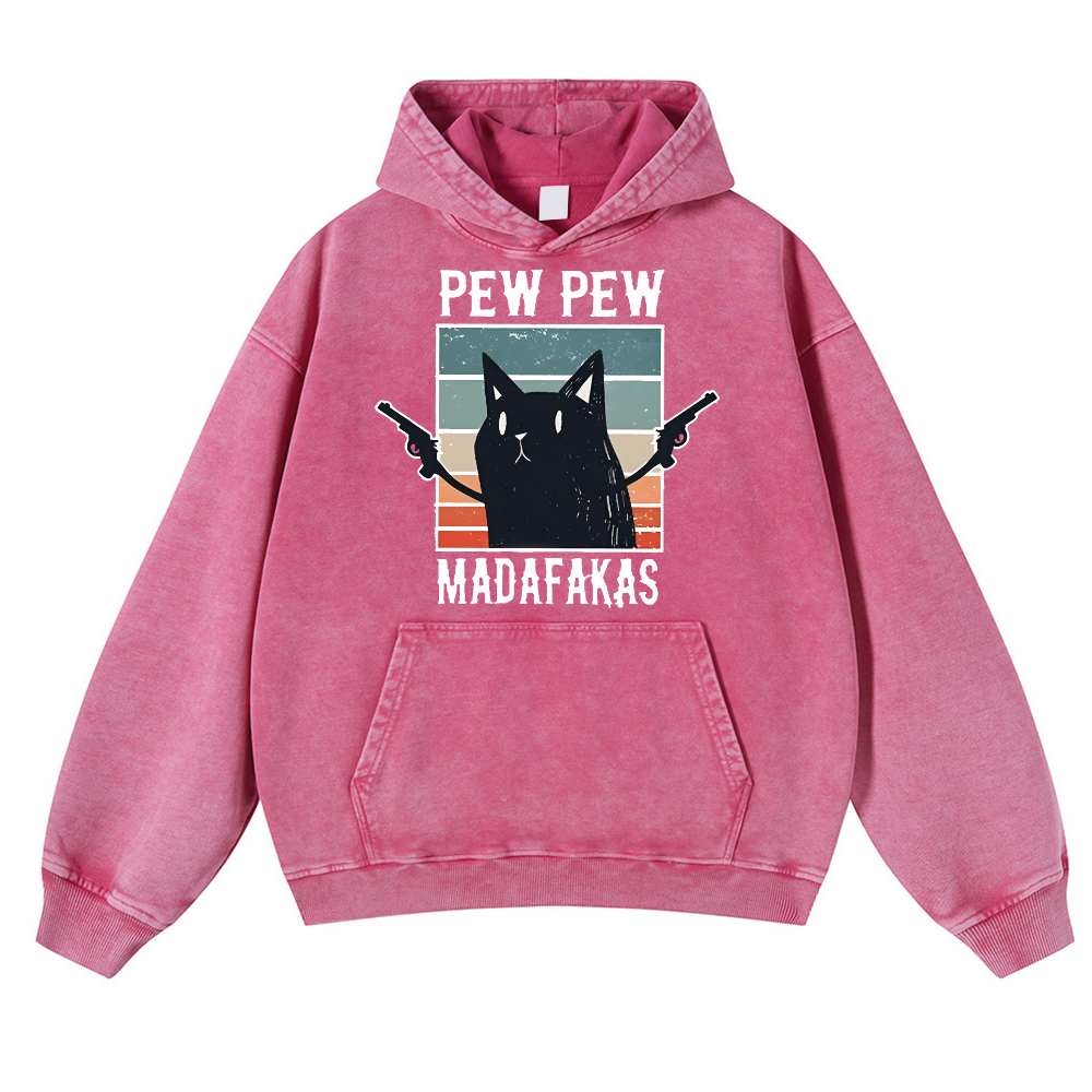 Cat Vintage Washed Thick Cotton Hoodie