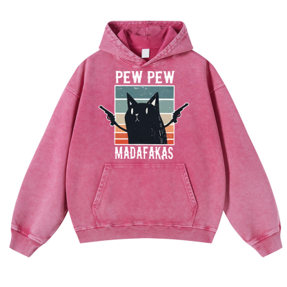 Cat Vintage Washed Thick Cotton Hoodie