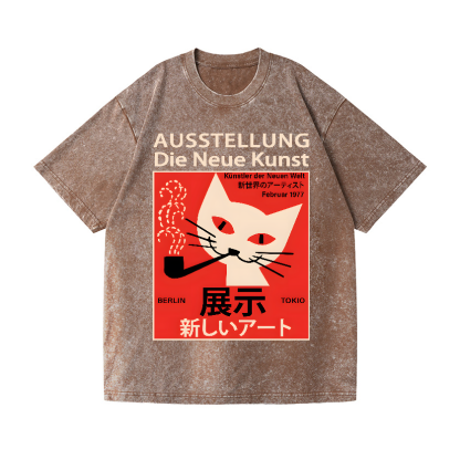 Smoke Cat Vintage Wash Japanese Design T-Shirt