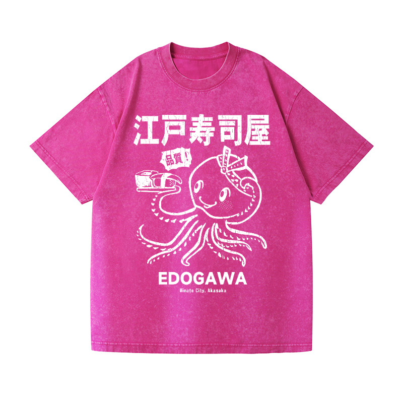Edogawa  Octopus Vintage Wash Japanese Design T-Shirt