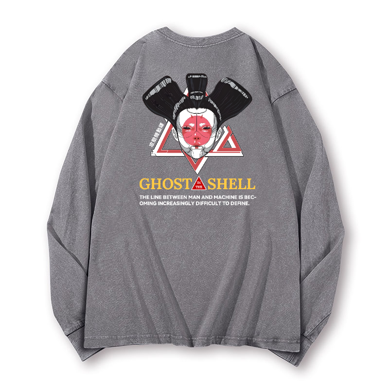 Ghost in the Shell Geisha Vintage Washed Cotton Back Art Long-sleeve T-shirt