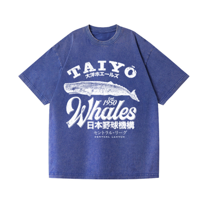 Taiyo Whales Central League Team Vintage Wash Japanese Design T-Shirt