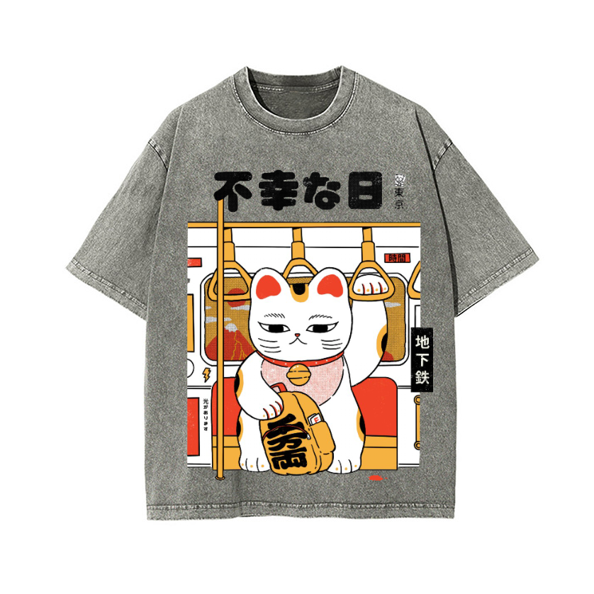 Unlucky Day Vintage Wash Japanese Design T-Shirt