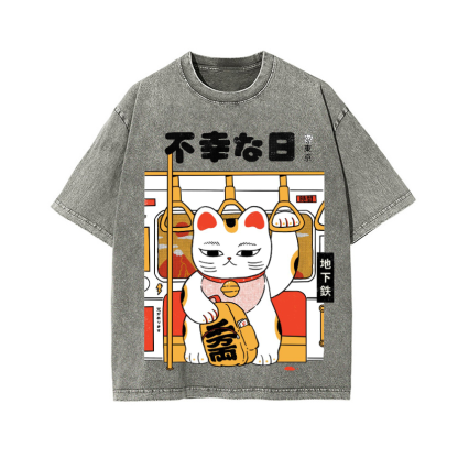 Unlucky Day Vintage Wash Japanese Design T-Shirt