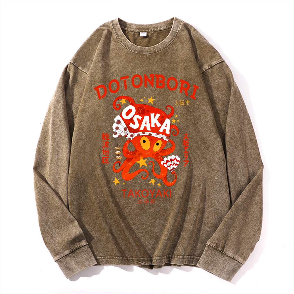Dotonbori Takoyaki Vintage Cotton Wash Crewneck Sweatshirt