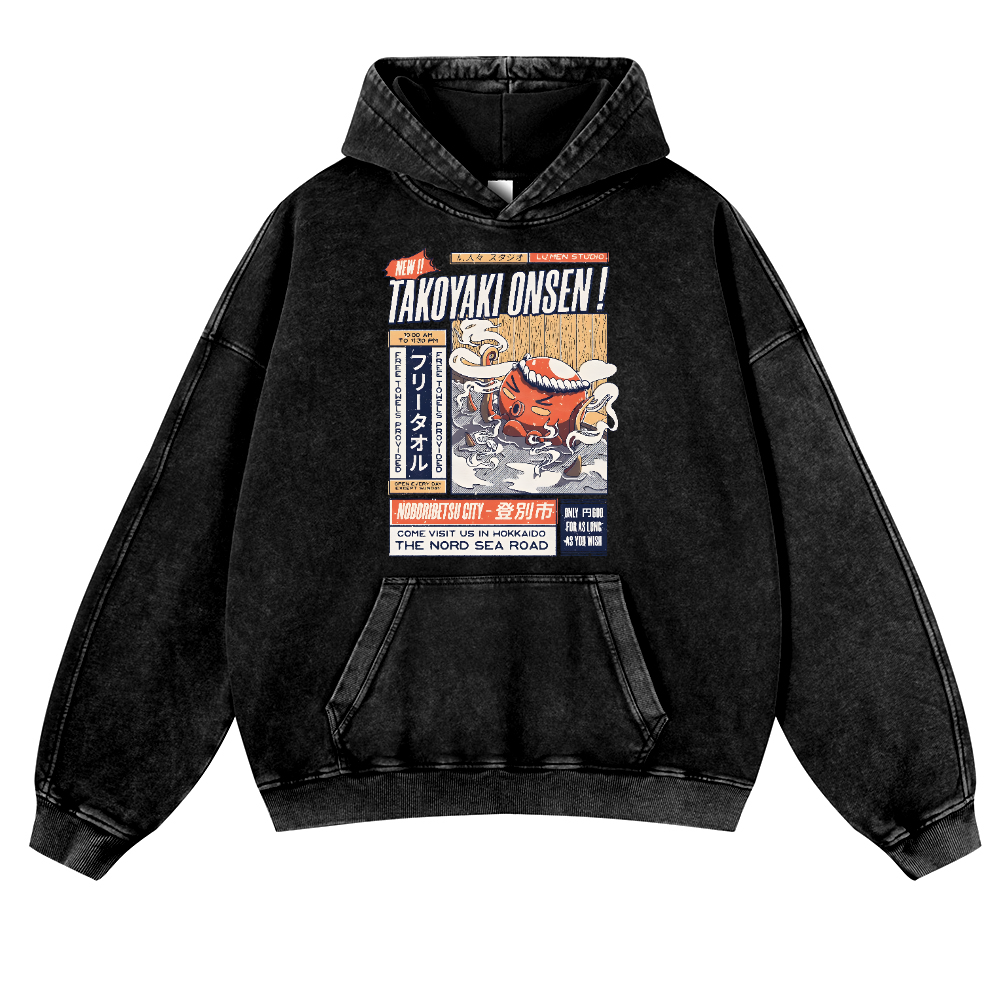 Takoyaki Octopus Vintage Washed Thick Cotton Hoodie