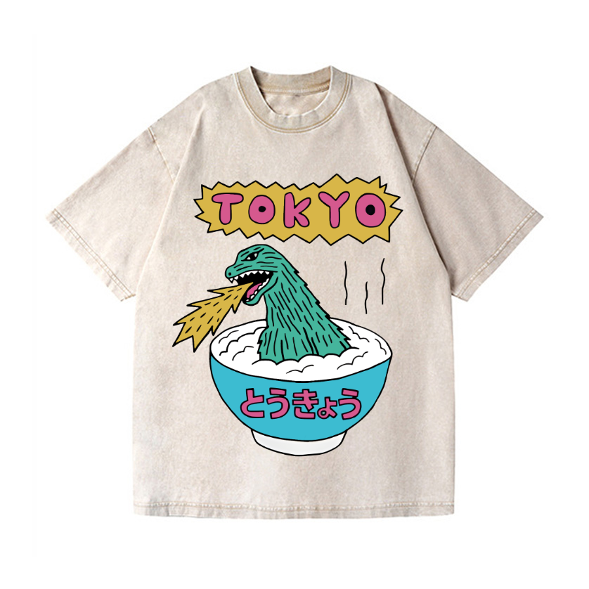 The Monster Rice of Tokyo Vintage Wash Japanese Design T-Shirt