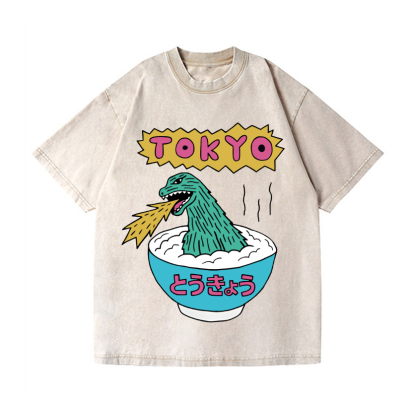 The Monster Rice of Tokyo Vintage Wash Japanese Design T-Shirt