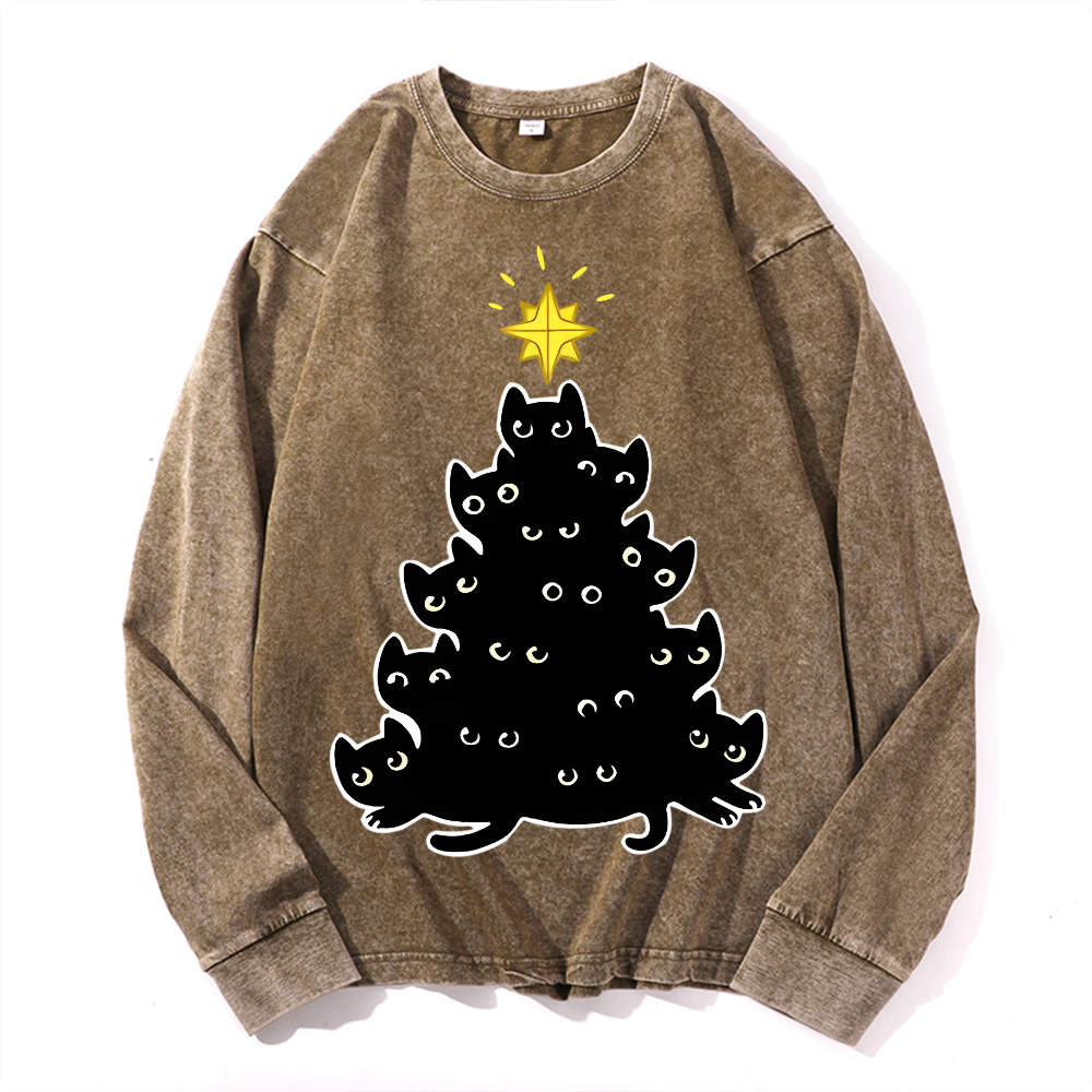 Cat Vintage Cotton Wash Crewneck Sweatshirt