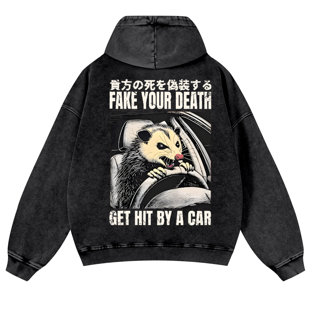 Skunk Vintage Washed Cotton Back Art Hoodie