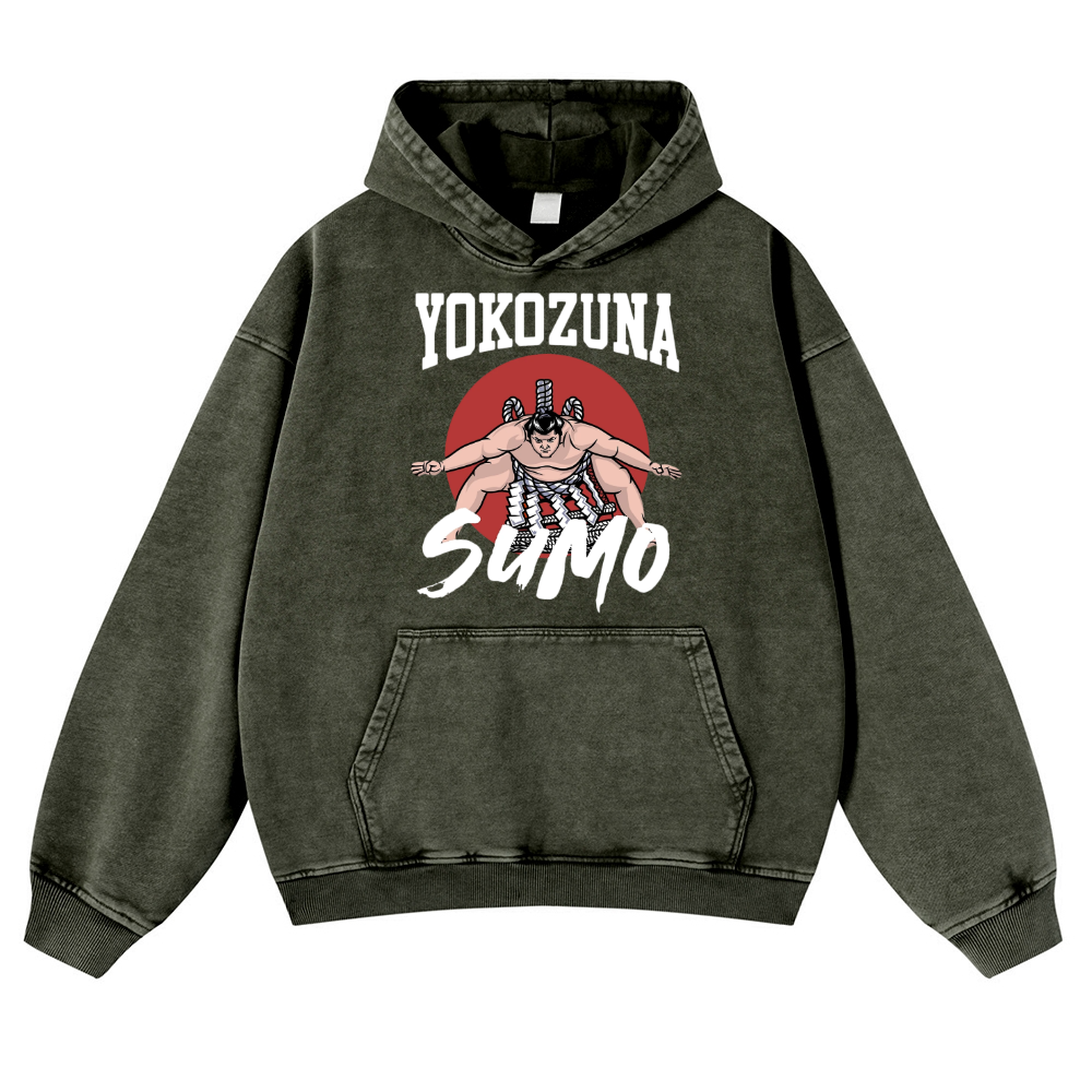 Yokozuna The Highest Honor in Sumo Vintage Washed Thick Cotton Hoodie