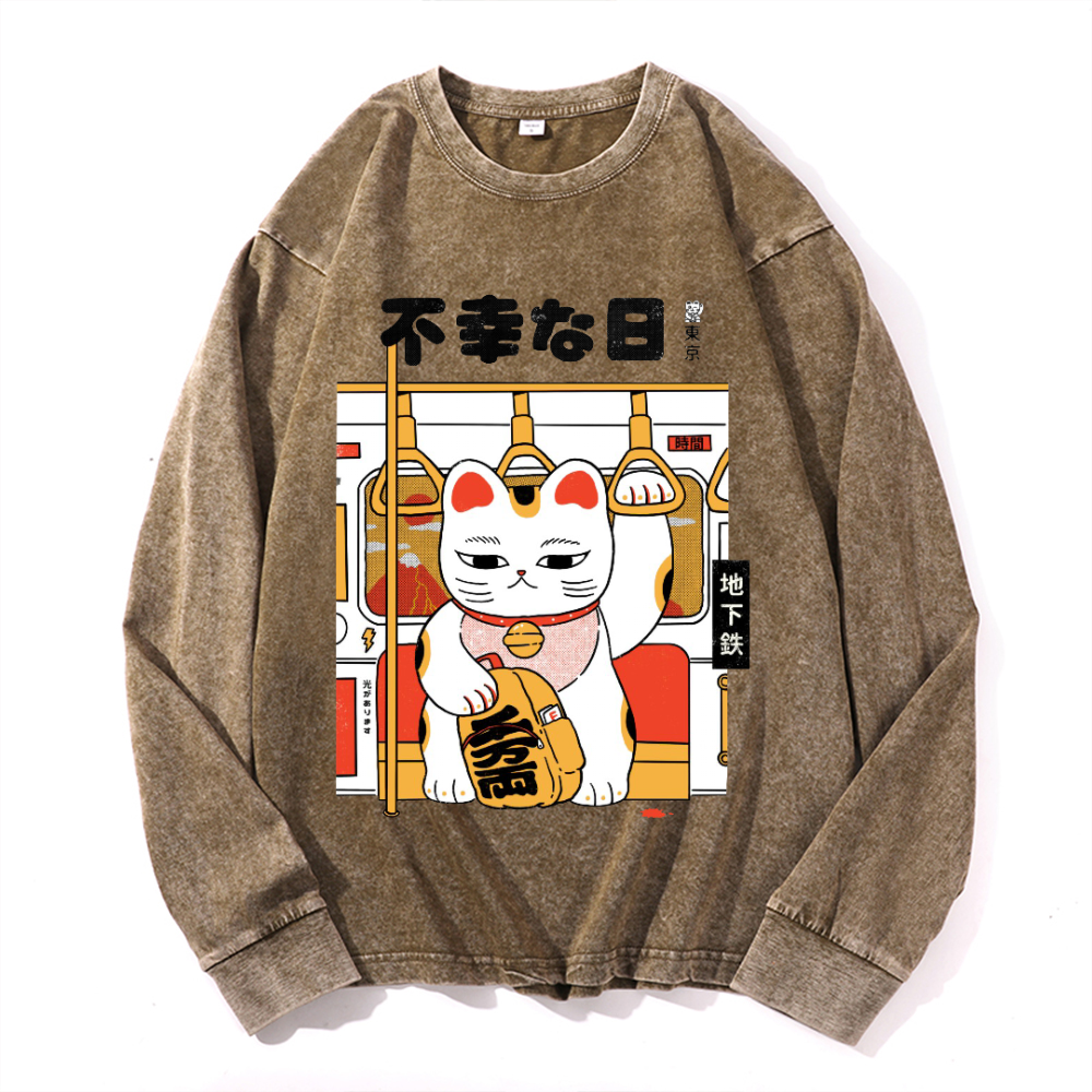 Unlucky Day Vintage Cotton Wash Crewneck Sweatshirt