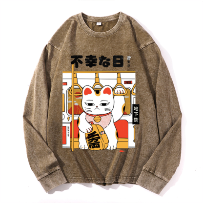 Unlucky Day Vintage Cotton Wash Crewneck Sweatshirt