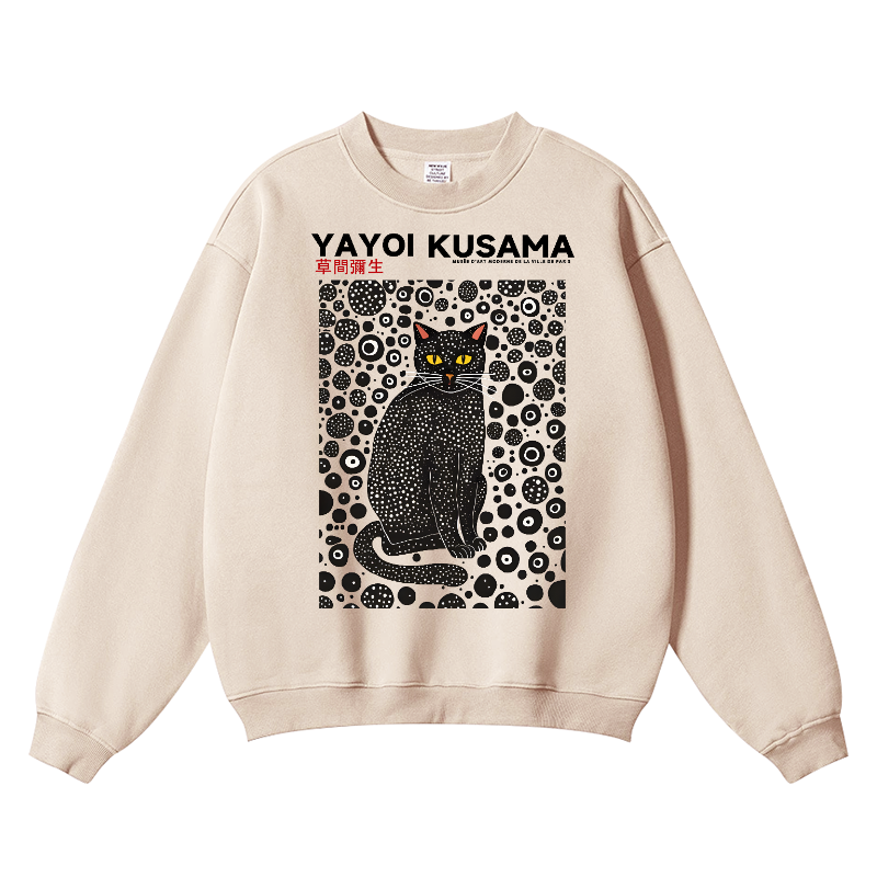 Yayoi Kusama Black Cat Wrinkle-Resistant Crewneck Sweatshirt