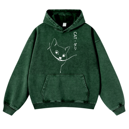 CAT Vintage Washed Thick Cotton Hoodie