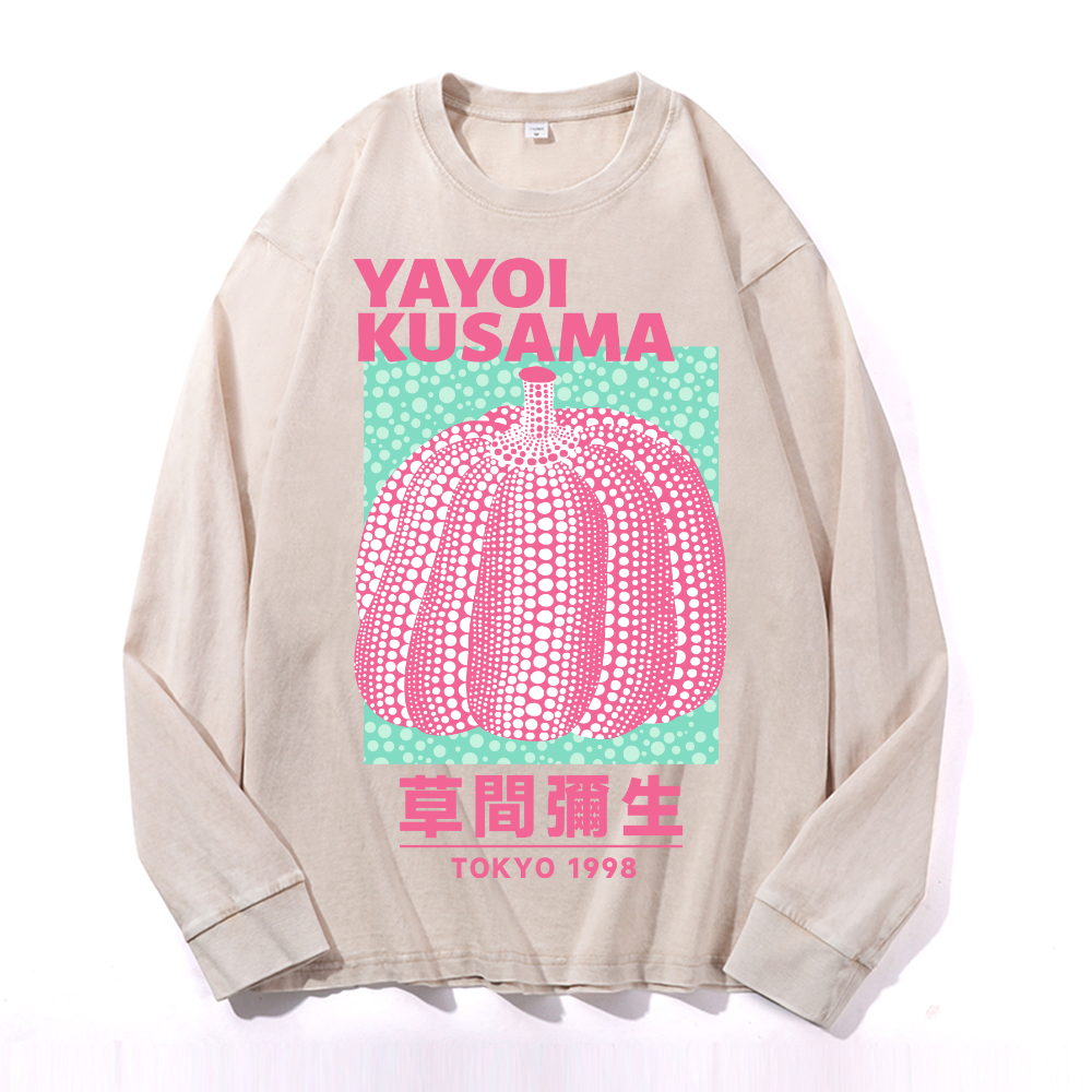 Yayoi Kusama Pumpkin Vintage Cotton Wash Crewneck Sweatshirt