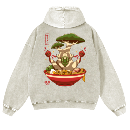 Bonsai Ramen Vintage Washed Cotton Back Art Hoodie