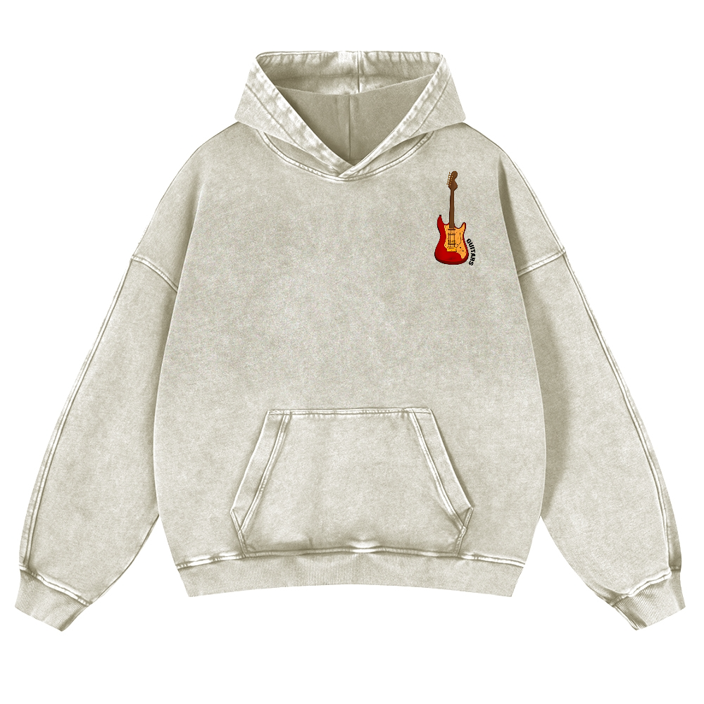Guitars Vintage Washed Cotton Back Art Hoodie
