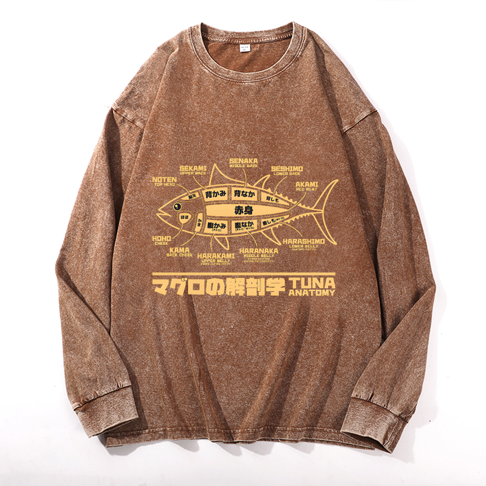Tuna Fish Vintage Cotton Wash Crewneck Sweatshirt