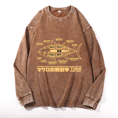 Tuna Fish Vintage Cotton Wash Crewneck Sweatshirt