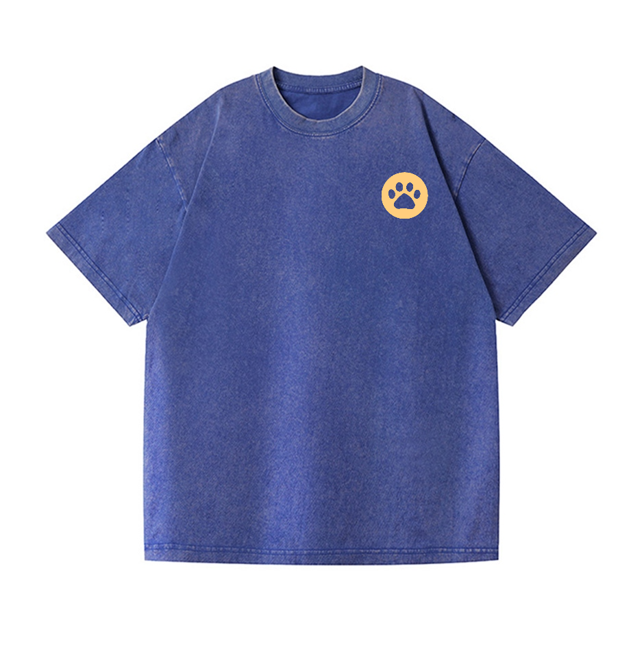 Cute Cat Vintage Wash Japanese Design Back Art T-Shirt