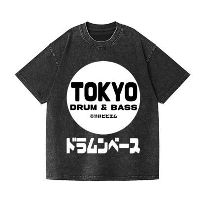Tokyo Drum & Bass Vintage Wash Japanese Design T-Shirt