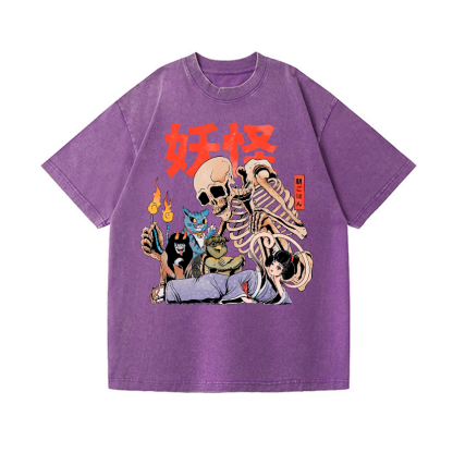 A Mysterious Group of Japanese Yokai Vintage Wash Japanese Design T-Shirt