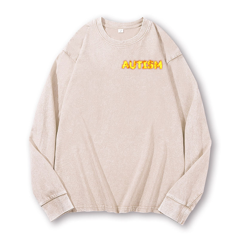 Autism Vintage Washed Cotton Back Art Long-sleeve T-shirt