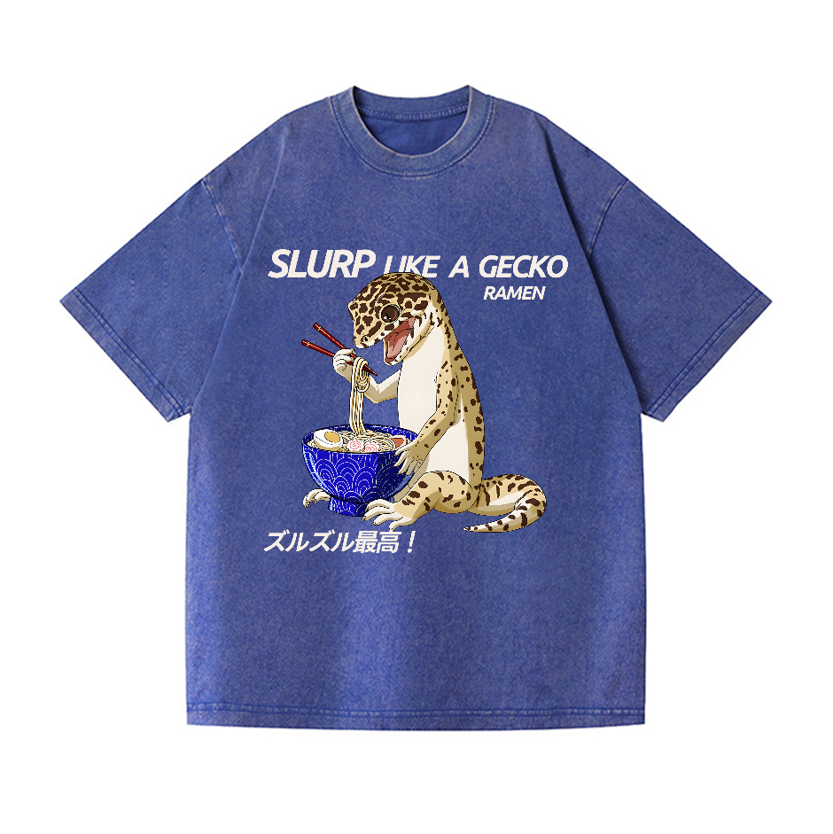 Gecko Vintage Wash Japanese Design T-Shirt