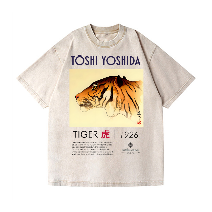 Toshi Yoshida Tiger Vintage Wash Japanese Design T-Shirt
