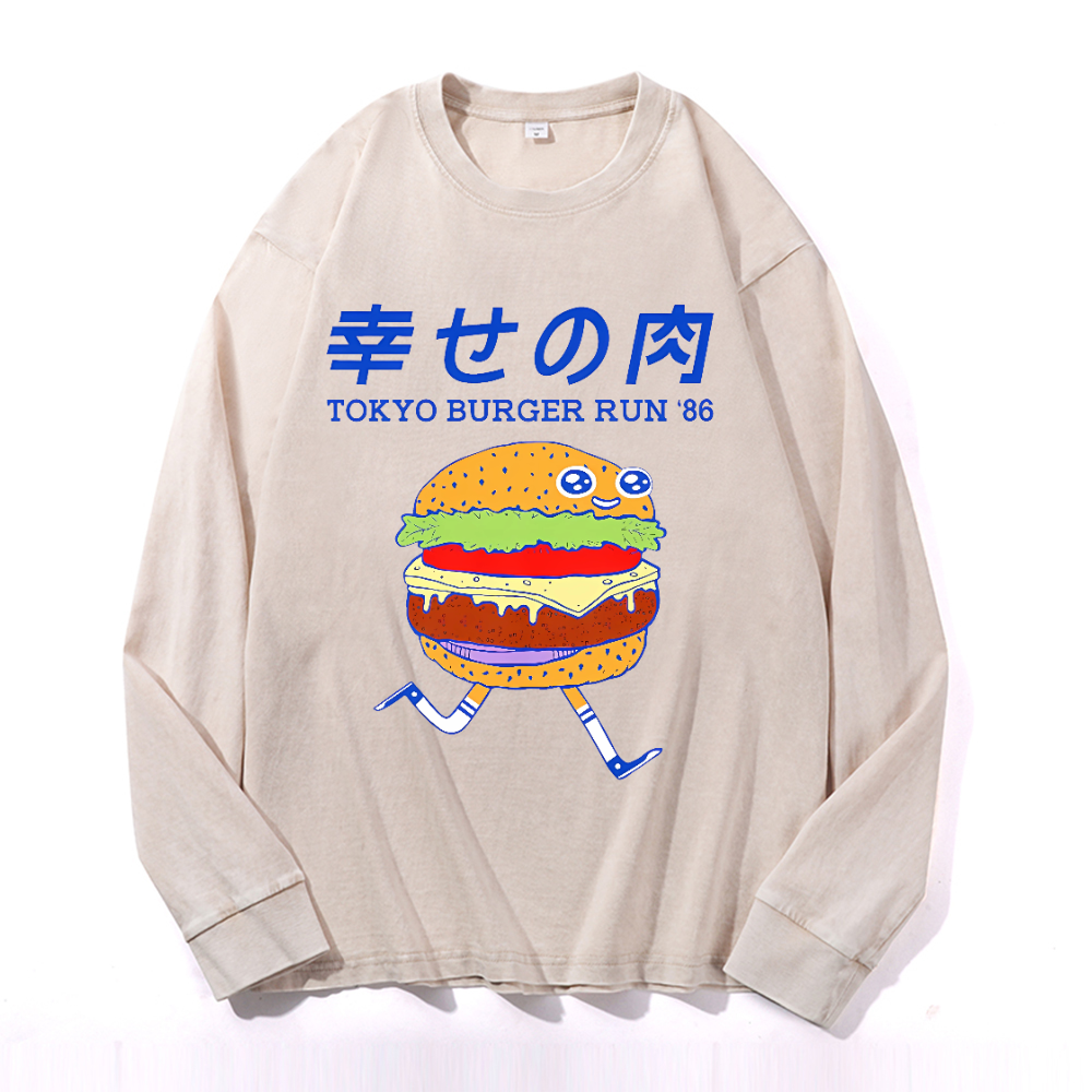 TOKYO BURGER RUN '86 Vintage Cotton Wash Crewneck Sweatshirt