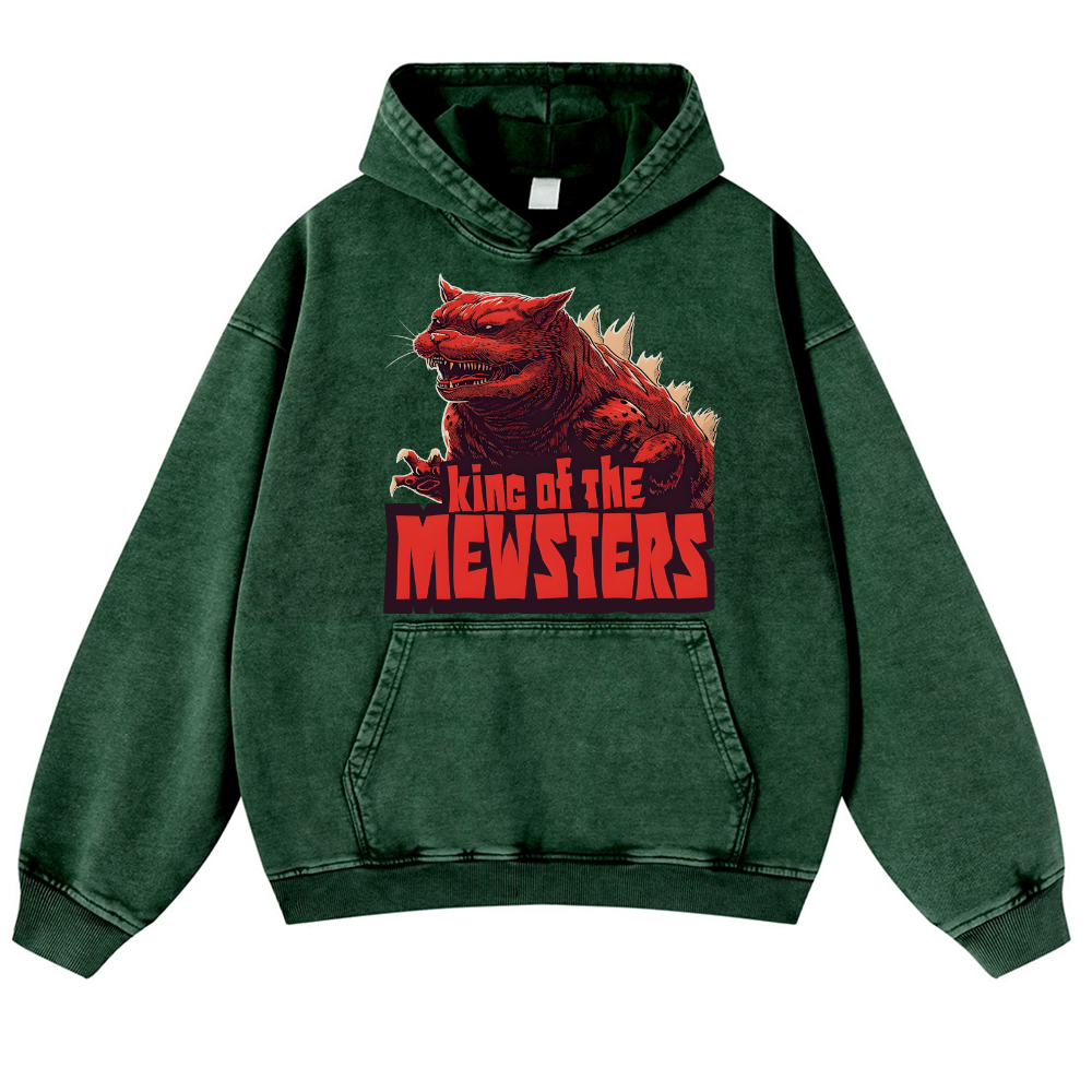 Catzilla Cat Godzilla Vintage Washed Thick Cotton Hoodie