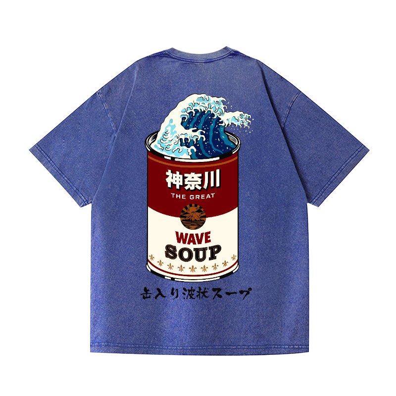 Great Wave Soup Vintage Wash Japanese Design Back Art T-Shirt