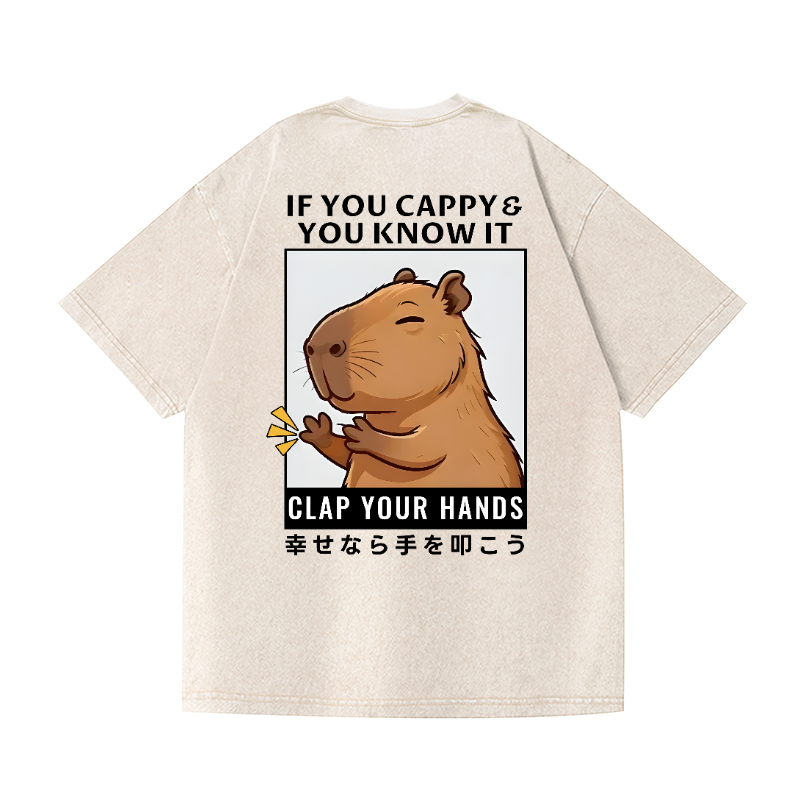 Capybara Vintage Wash Japanese Design Back Art T-Shirt