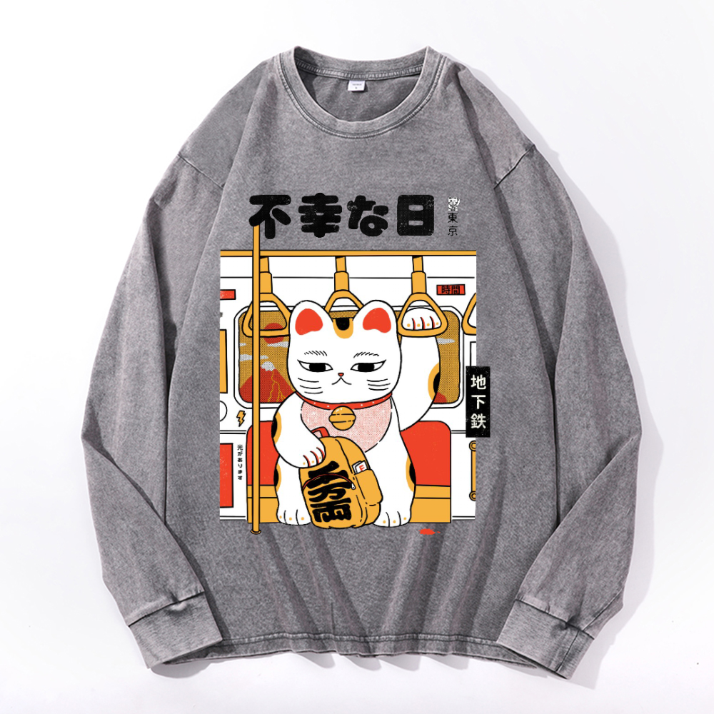 Unlucky Day Vintage Cotton Wash Crewneck Sweatshirt