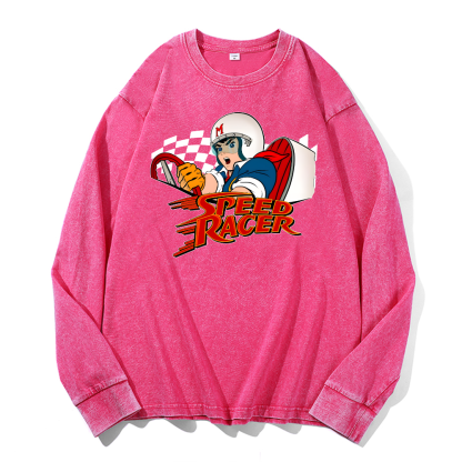 Speed Racer Vintage Cotton Wash Crewneck Sweatshirt