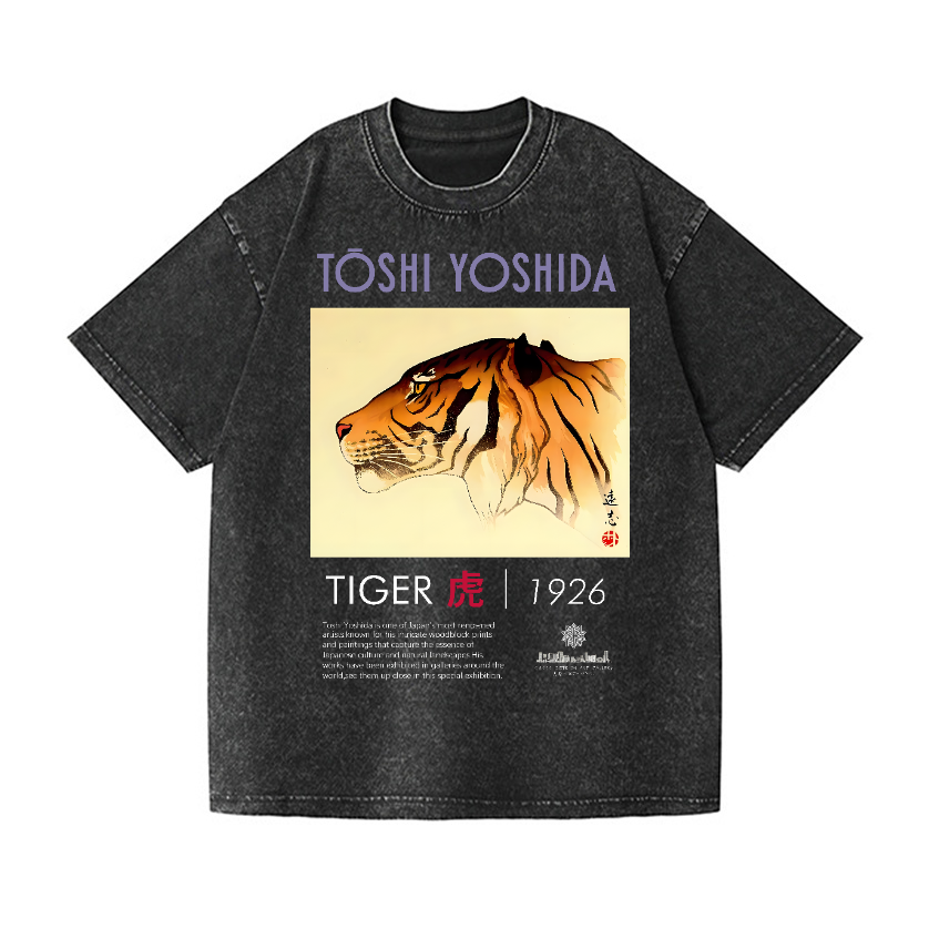 Toshi Yoshida Tiger Vintage Wash Japanese Design T-Shirt