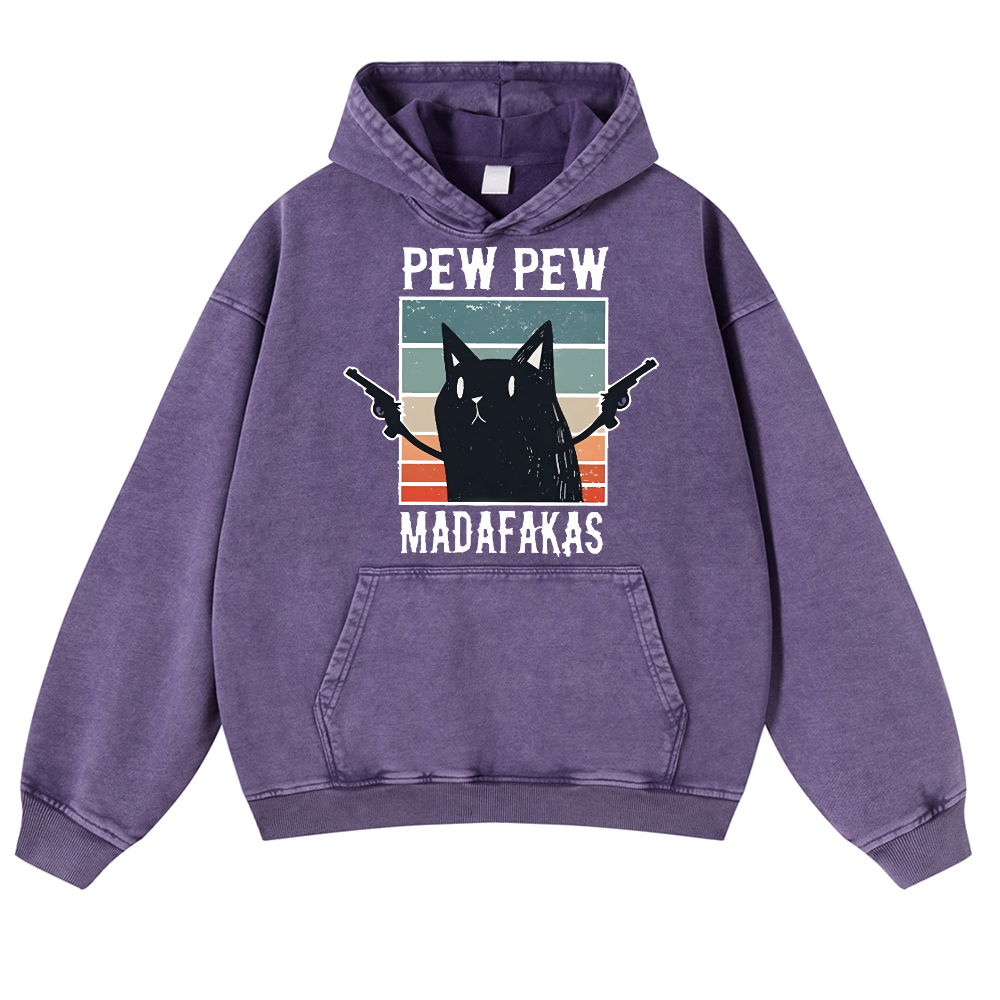 Cat Vintage Washed Thick Cotton Hoodie