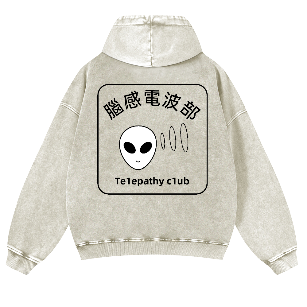 Telepathy Club Vintage Washed Cotton Back Art Hoodie