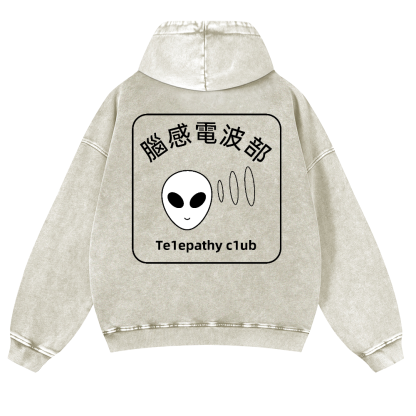 Telepathy Club Vintage Washed Cotton Back Art Hoodie